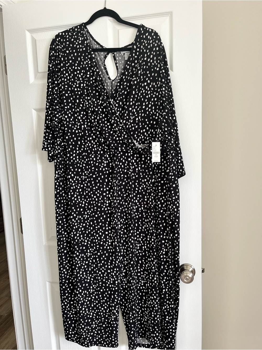 Catherines Black and White Polka Dot Jumpsuit